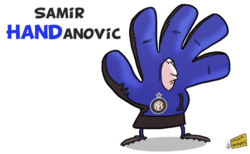 Cartoon: Samir HANDanovic (medium) by omomani tagged inter,milan,samir,handanovic