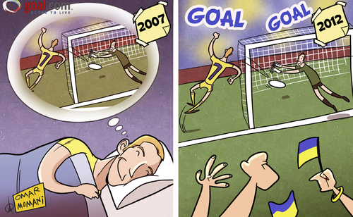 Cartoon: Shevchenko Ukrainian dream com (medium) by omomani tagged euro,2012,shevchenko,sweden,ukraine