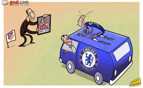 Cartoon: Simeone offer Torres come back (medium) by omomani tagged abramovich,atletico,madrid,chelsea,diego,simeone,torres