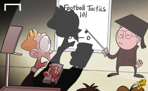 Cartoon: Sir Alex ready to teach Moyes (medium) by omomani tagged ferguson,manchester,united,moyes