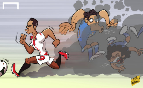 Cartoon: Smoking Bacca (medium) by omomani tagged carlos,bacca,la,liga,marcelo,pepe,real,madrid,sevilla