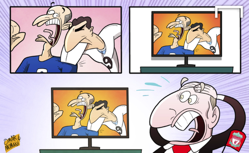 Cartoon: Suarez bites again (medium) by omomani tagged brendan,rodgers,giorgio,chiellini,italy,liverpool,suarez,uruguay,world,cup,2014
