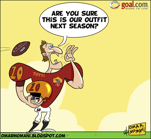 Cartoon: Totti Americano (medium) by omomani tagged totti,roma,italy,american,serie