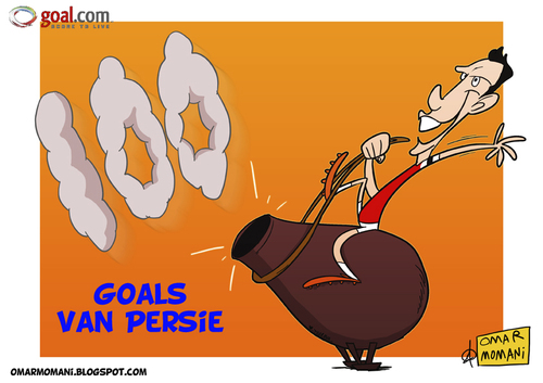 Cartoon: Van Persie 100 goals (medium) by omomani tagged van,persie,holland,arsenal,england,premier,league