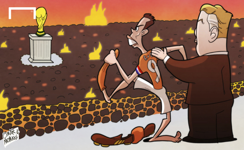 Cartoon: Van Persie prepares for Van Gaal (medium) by omomani tagged netherlands,van,gaal,persie,world,cup,2014