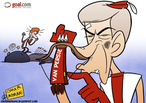 Cartoon: Wengers Arrows (medium) by omomani tagged arsenal,boas,chelsea,england,france,holland,netherlands,portugal,premier,league,van,persie,wenger