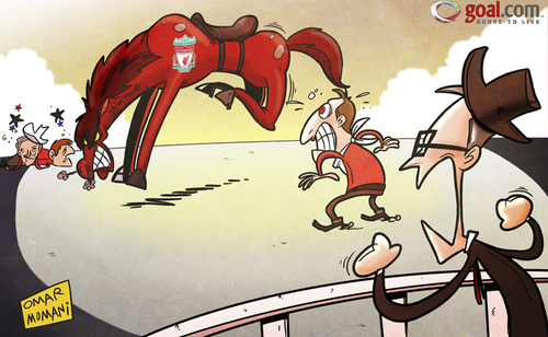 Cartoon: Will Liverpool bronco buck Rodge (medium) by omomani tagged brendan,rodgers,dalglish,john,henry,liverpool,roy,hodgson