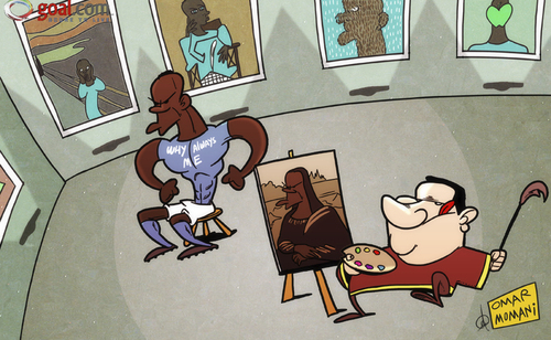 Cartoon: Worth the Mona Lisa (medium) by omomani tagged balotelli,manchester,city,mino,raiola,mona,lisa