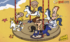 Cartoon: Capello merry-go-round (small) by omomani tagged arsenal,capello,england,france,horse,inter,milan,italy,la,liga,merry,go,round,mourinho,portugal,premier,league,real,madrid,redknapp,serie,spain,tottenham,wenger