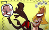 Cartoon: Cassano sees himself in Balotell (small) by omomani tagged ac,milan,balotelli,cassano,fanny,neguesha