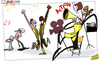 Cartoon: Dortmund - Malaga (small) by omomani tagged champions,league,dortmund,felipe,santana,isco,jurgen,klopp,malaga,pellegrini,robert,lewandowski