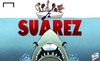 Cartoon: Lethal Suarez sinks Spurs (small) by omomani tagged aaron,lennon,hugo,lloris,kyle,naughton,liverpool,michael,dawson,paulinho,premier,league,suarez,tottenham,villas,boas