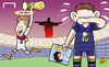 Cartoon: Messi in tears as Gotze wins (small) by omomani tagged argentina,diego,maradona,germany,gotze,messi,world,cup,2014