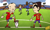 Cartoon: Spain look to tiki-taka (small) by omomani tagged balotelli,euro,2012,iniesta,italy,pirlo,spain,xavi