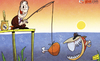 Cartoon: Suarez tempted by Real Madrid (small) by omomani tagged suarez,perez,real,madrid,piranha,fishing,liverpool