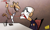 Cartoon: Valdes plays the clown (small) by omomani tagged barcelona,clasico,di,maria,real,madrid,supercopa,de,espana,victor,valdes