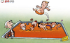 Cartoon: Van Gaal in the deep end (small) by omomani tagged bert,van,marwijk,ibrahim,afellay,netherlands,sneijder,der,vaart,gaal,persie