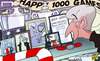 Cartoon: Wenger celebrates 1000th Arsenal (small) by omomani tagged arsenal,dennis,bergkamp,ferguson,henry,mourinho,wenger