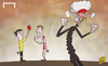 Cartoon: Wenger sees red (small) by omomani tagged aaron,ramsey,arsenal,champions,league,wenger