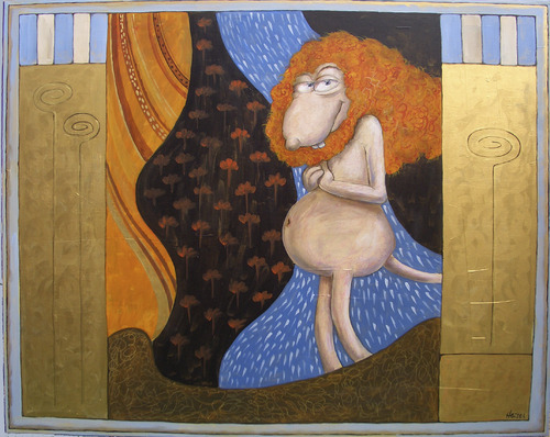 Cartoon: Die Versuchung (medium) by Uschi Heusel tagged ratte,ludwig,klimt,gold,satt