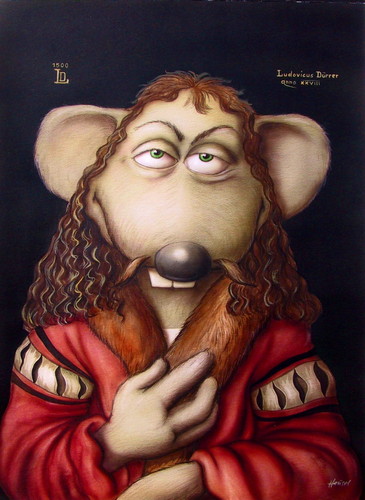 Cartoon: Ludovicus Dürer (medium) by Uschi Heusel tagged ratte,ludwig,dürer,nürnberg,plagiat,selbstbildnis