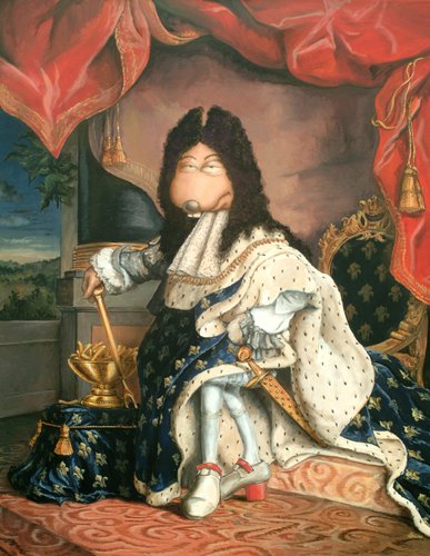 Cartoon: Ludwig XIV (medium) by Uschi Heusel tagged könig,ludwig,speise,bestrafung,koch,dekadenz,ratten,maler