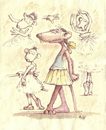 Cartoon: Tanzstunde (medium) by Uschi Heusel tagged ratte,ludwig,tanz,eleganz