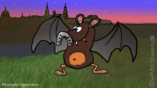 Cartoon: Rhinolophus hipposideros (medium) by feixen tagged dresden,elbwiesen,hufeisennase,tier