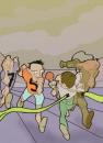 Cartoon: sports writers (small) by andart tagged sport,journalists,run,finish,