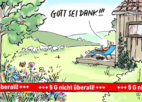 Cartoon: 5 G nicht überall (medium) by Pfohlmann tagged 2019,deutschland,mobilfunk,digitalisierung,funkloch,gott,sei,dank,gottseidank,versteigerung,lizenzen,frequenzen,internet,mobil,schnell,2019,deutschland,mobilfunk,digitalisierung,funkloch,gott,sei,dank,gottseidank,versteigerung,lizenzen,frequenzen,internet,mobil,schnell