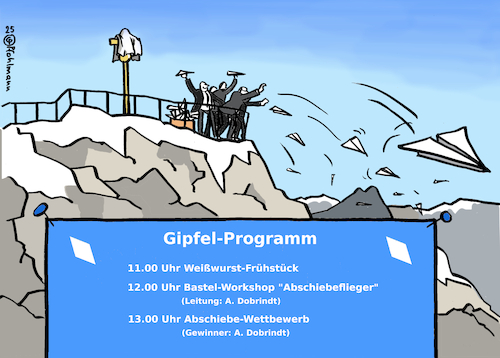 Cartoon: Abschiebe-Gipfel (medium) by Pfohlmann tagged zugspitze,migration,asyl,eu,innenminister,dobrindt,abschiebungen,abschiebeflieger,flugzeug,afghanistan,papierflieger,gipfel,bayern,berge,alpen,wettbewerb,csu,zugspitze,migration,asyl,eu,innenminister,dobrindt,abschiebungen,abschiebeflieger,flugzeug,afghanistan,papierflieger,gipfel,bayern,berge,alpen,wettbewerb,csu