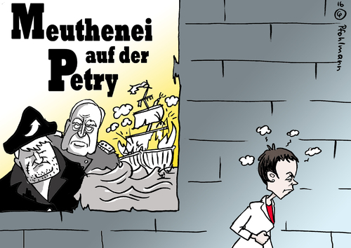 Cartoon: AfD Meuthenei (medium) by Pfohlmann tagged karikatur,cartoon,2016,color,farbe,deutschland,afd,baden,württemberg,landtag,petry,meuthen,gedeon,antisemitismus,fraktion,spaltung,machtkampf,vorstand,meuterei,bounty,meuthenei,landtagsfraktion,abspaltung,karikatur,cartoon,2016,color,farbe,deutschland,afd,baden,württemberg,landtag,petry,meuthen,gedeon,antisemitismus,fraktion,spaltung,machtkampf,vorstand,meuterei,bounty,meuthenei,landtagsfraktion,abspaltung