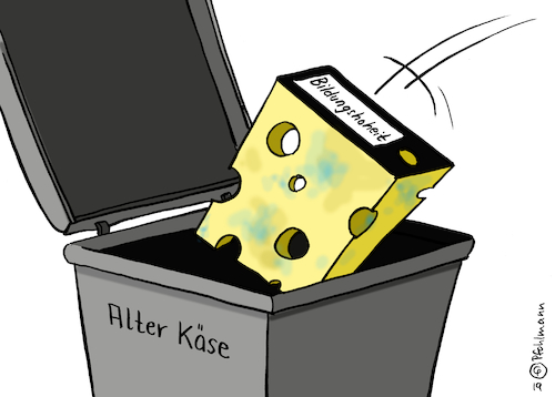 Cartoon: Alter Käse (medium) by Pfohlmann tagged landwirtschaftsministerin,lebensmittel,verschwendung,tonne,mülltonne,wegwerfen,käse,alter,bildungspolitik,föderalismus,bildungshoheit,kulturhoheit,schulpolitik,ordner,landwirtschaftsministerin,lebensmittel,verschwendung,tonne,mülltonne,wegwerfen,käse,alter,bildungspolitik,föderalismus,bildungshoheit,kulturhoheit,schulpolitik,ordner