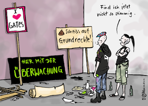 Cartoon: Anti-Hygiene-Demo (medium) by Pfohlmann tagged 2020,corona,coronavirus,hygienedemo,antifa,linke,demo,demonstration,überwachung,bill,gates,grundrechte,verschwörungstheorie,verschwörung,spaltung,freiheit,rechte,bürgerrechte,grundgesetz,2020,corona,coronavirus,hygienedemo,antifa,linke,demo,demonstration,überwachung,bill,gates,grundrechte,verschwörungstheorie,verschwörung,spaltung,freiheit,rechte,bürgerrechte,grundgesetz