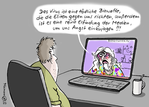 Cartoon: Bescheidwisser.TV (medium) by Pfohlmann tagged 2020,deutschland,welt,global,internet,youtube,video,verschwörungstheorie,corona,coronakrise,coronavirus,pandemie,information,desinformation,eliten,biowaffe,medien,alternative,2020,deutschland,welt,global,internet,youtube,video,verschwörungstheorie,corona,coronakrise,coronavirus,pandemie,information,desinformation,eliten,biowaffe,medien,alternative