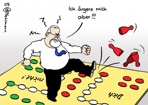 Cartoon: Carstensen ärgert sich (medium) by Pfohlmann tagged carstensen,cdu,schleswig,holstein,ministerpräsident,große,koalition,neuwahlen,vertrauensfrage,mensch,ärgere,dich,nicht,entlassung,minister,spd