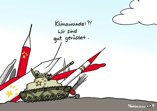 Cartoon: China ist gerüstet (medium) by Pfohlmann tagged karikatur,cartoon,color,farbe,2014,china,rüstung,rüstungsausgaben,steigerung,klimawandel,klimaschutz,klimabericht,maßnahmen,klimakatastrophe,erderwärmung,waffen,panzer,raketen,karikatur,cartoon,color,farbe,2014,china,rüstung,rüstungsausgaben,steigerung,klimawandel,klimaschutz,klimabericht,maßnahmen,klimakatastrophe,erderwärmung,waffen,panzer,raketen