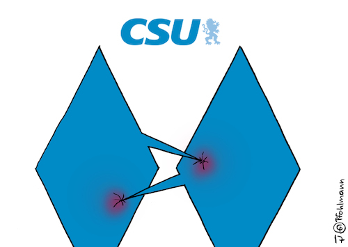 Cartoon: CSU Doppelspitze (medium) by Pfohlmann tagged karikatur,cartoon,color,farbe,2017,deutschland,bayern,csu,parteitag,nürnberg,seehofer,söder,doppelspitze,ministerpräsident,bundestagswahl,landtagswahl,parteivorsitz,parteivorsitzender,raute,rauten,karikatur,cartoon,color,farbe,2017,deutschland,bayern,csu,parteitag,nürnberg,seehofer,söder,doppelspitze,ministerpräsident,bundestagswahl,landtagswahl,parteivorsitz,parteivorsitzender,raute,rauten