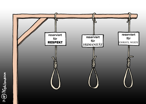 Cartoon: Demo-Galgen (medium) by Pfohlmann tagged karikatur,cartoon,2015,color,farbe,deutschland,pegida,demo,galgen,demonstration,strick,aufhängen,merkel,gabriel,humanität,respekt,christliche,werte,todesstrafe,dresden,karikatur,cartoon,2015,color,farbe,deutschland,pegida,demo,galgen,demonstration,strick,aufhängen,merkel,gabriel,humanität,respekt,christliche,werte,todesstrafe,dresden