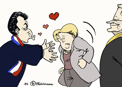 Cartoon: DeutschFranzösische Freundschaf (medium) by Pfohlmann tagged deutschland,frankreich,sarkozy,merkel,bundeskanzlerin,westerwelle,cdu,fdp,deutsch,französische,freundschaft,küsschen,begrüßung,paris,ministertreffen,ministerrat,deutschland,frankreich,sarkozy,merkel,bundeskanzlerin,westerwelle,fdp,cdu,deutsch,französische freundschaft,küsschen,begrüßung,paris,ministertreffen,ministerrat,französische,freundschaft