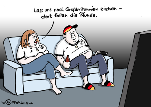 Cartoon: Die Pfunde fallen (medium) by Pfohlmann tagged austritt,dax,kurssturz,umziehen,diät,abnehmen,übergewicht,zuschauer,fernsehen,tv,deutschland,entscheidung,volksabstimmung,abstimmung,währung,kurs,fallen,pfund,börse,großbritannien,ergebnis,referendum,brexit,em,eu,euro,farbe,color,2016,cartoon,karikatur,karikatur,cartoon,2016,color,farbe,euro,eu,em,brexit,referendum,ergebnis,großbritannien,börse,pfund,fallen,kurs,währung,abstimmung,volksabstimmung,entscheidung,deutschland,tv,fernsehen,zuschauer,übergewicht,abnehmen,diät,umziehen,kurssturz,dax