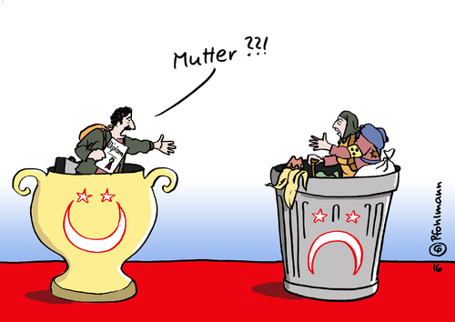 Cartoon: Die Türkei sortiert (medium) by Pfohlmann tagged karikatur,cartoon,2016,color,farbe,türkei,flüchtlinge,sortieren,müll,abfall,syrer,diplom,ausgebildet,ausbildung,ingenieure,fachkräfte,kranke,alte,behinderte,europa,eu,deal,mutter,sohn,syrien,bürgerkrieg,asyl,karikatur,cartoon,2016,color,farbe,türkei,flüchtlinge,sortieren,müll,abfall,syrer,diplom,ausgebildet,ausbildung,ingenieure,fachkräfte,kranke,alte,behinderte,europa,eu,deal,mutter,sohn,syrien,bürgerkrieg,asyl