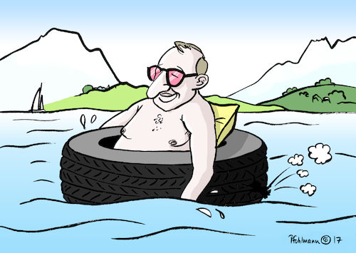 Cartoon: Dobrindts Schwimmreifen (medium) by Pfohlmann tagged karikatur,cartoon,color,farbe,2017,deutschland,dobrindt,verkehrsminister,urlaub,reifen,see,baden,ferien,luft,geplatzt,autoindustrie,image,imageschaden,diesel,dieselgipfel,abgas,abgasaffäre,dieselaffäre,absprachen,autoreifen,kartell,standort,wirtschaftsstandort,karikatur,cartoon,color,farbe,2017,deutschland,dobrindt,verkehrsminister,urlaub,reifen,see,baden,ferien,luft,geplatzt,autoindustrie,image,imageschaden,diesel,dieselgipfel,abgas,abgasaffäre,dieselaffäre,absprachen,autoreifen,kartell,standort,wirtschaftsstandort