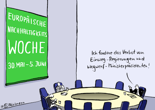 Cartoon: Einweg-Regierungen (medium) by Pfohlmann tagged karikatur,cartoon,color,farbe,2018,welt,global,eu,europa,nachhaltigkeit,umwelt,plastikmüll,einweg,einweggeschirr,einwegbesteck,woche,aktionswoche,aktion,italien,regierungskrise,ministerpräsident,neuwahlen,staatspräsident,koalition,verbot,wegwerf,karikatur,cartoon,color,farbe,2018,welt,global,eu,europa,nachhaltigkeit,umwelt,plastikmüll,einweg,einweggeschirr,einwegbesteck,woche,aktionswoche,aktion,italien,regierungskrise,ministerpräsident,neuwahlen,staatspräsident,koalition,verbot,wegwerf