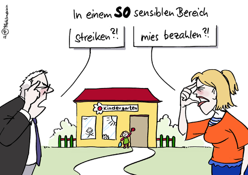 Cartoon: Erzieherstreik (medium) by Pfohlmann tagged karikatur,cartoon,2015,color,farbe,deutschland,verdi,erzieher,streik,gewerkschaft,sozialpädagogen,bezahlung,tarif,gehalt,sensibel,bereich,kindergarten,kiga,kita,kindertagesstätten,kinderbetreuung,sozial,sozialpolitik,karikatur,cartoon,2015,color,farbe,deutschland,verdi,erzieher,streik,gewerkschaft,sozialpädagogen,bezahlung,tarif,gehalt,sensibel,bereich,kindergarten,kiga,kita,kindertagesstätten,kinderbetreuung,sozial,sozialpolitik