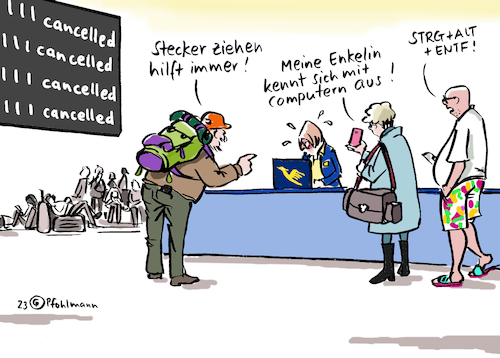 Cartoon: Flughafen IT-Crash (medium) by Pfohlmann tagged flughafen,reise,flugzeug,it,computer,digitalisierung,kabel,glasfaser,reisende,tourismus,tipps,touristen,flugreisen,fliegen,frankfurt,lufthansa,flughafen,reise,flugzeug,it,computer,digitalisierung,kabel,glasfaser,reisende,tourismus,tipps,touristen,flugreisen,fliegen,frankfurt,lufthansa