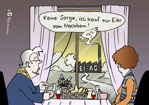 Cartoon: Frühstücksei (medium) by Pfohlmann tagged frühstücksei,frühstück,ei,eier,dioxin,lebensmittel,skandal,futter,futtermittel,agrarfabrik,massentierhaltung,fabrik,frühstücksei,frühstück,eier,ei,dioxin,lebensmittel,skandal,futter,futtermittel,agrarfabrik,massentierhaltung,fabrik