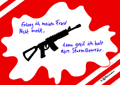 Cartoon: Frustgewehr (medium) by Pfohlmann tagged karikatur,cartoon,2016,color,farbe,usa,anschlag,terror,amok,waffen,sturmgewehr,schwule,lesben,terroranschlag,massenmord,frust,gewalt,gewaltexzess,waffengesetz,waffe,karikatur,cartoon,2016,color,farbe,usa,anschlag,terror,amok,waffen,sturmgewehr,schwule,lesben,terroranschlag,massenmord,frust,gewalt,gewaltexzess,waffengesetz,waffe