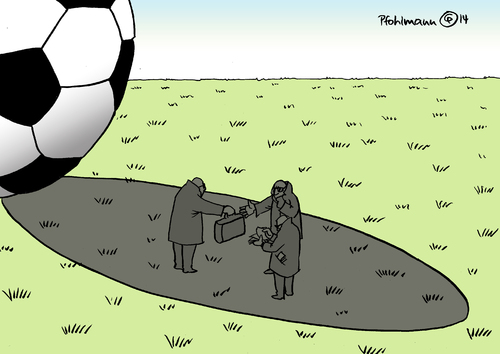 Cartoon: Fußballschatten (medium) by Pfohlmann tagged karikatur,cartoon,color,farbe,2014,fußball,weltmeisterschaft,brasilien,eröffnung,korruption,fifa,dfb,geld,schatten,ball,spielfeld,fußballfeld,profit,karikatur,cartoon,color,farbe,2014,fußball,weltmeisterschaft,brasilien,eröffnung,korruption,fifa,dfb,geld,schatten,ball,spielfeld,fußballfeld,profit