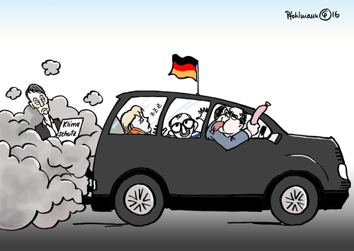 Cartoon: Gegen Hendricks (medium) by Pfohlmann tagged karikatur,cartoon,2016,color,farbe,deutschland,klimaplan,hendricks,umweltministerin,landwirtschaftsminister,schmidt,verkehrsminister,dobrindt,merkel,bundeskanzlerin,machtwort,richtlinienkompetenz,kanzlerin,auto,abgase,co2,klimapolitik,klimagipfel,einsparung,karikatur,cartoon,2016,color,farbe,deutschland,klimaplan,hendricks,umweltministerin,landwirtschaftsminister,schmidt,verkehrsminister,dobrindt,merkel,bundeskanzlerin,machtwort,richtlinienkompetenz,kanzlerin,auto,abgase,co2,klimapolitik,klimagipfel,einsparung